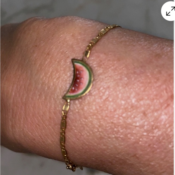 18 K Gold Fruit Bracelet Impa Italy Vintage Watermelon, Grapes, And Apple 3.72 G - Picture 1 of 9